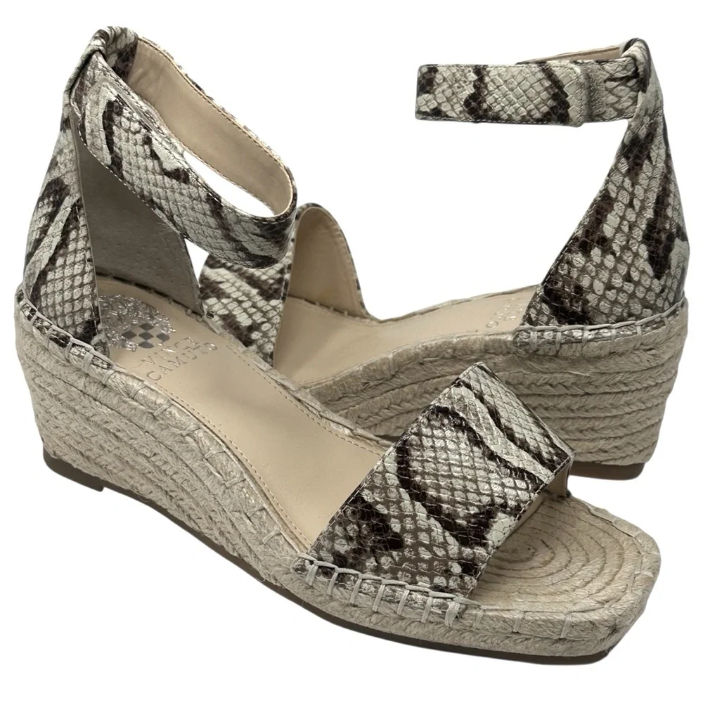 NEW Vince Camuto Jesla Espadrille Sandals Open Round Toe Wedge Size 6 W Wide